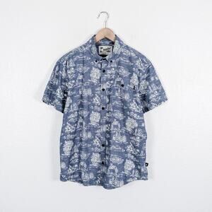 HOWLER BROS Medium Mansfield Shirt outpost print indigo Short Sleeve